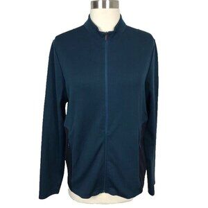 AEANCE Size S Merino Wool Blend Jacket Blue Long Sleeve Full Zip Women's